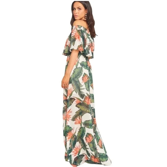 Show Me Your Mumu Hacienda Maxi Dress Off Shoulder Paradise Tropical Floral XS - Picture 3 of 13